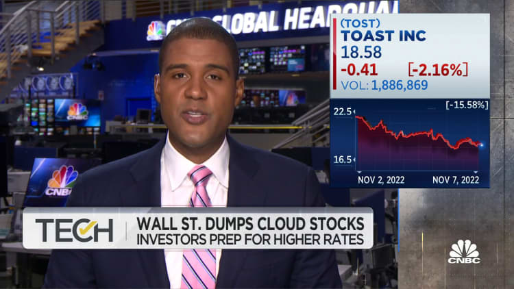 Cloud stocks look   double-digit losses