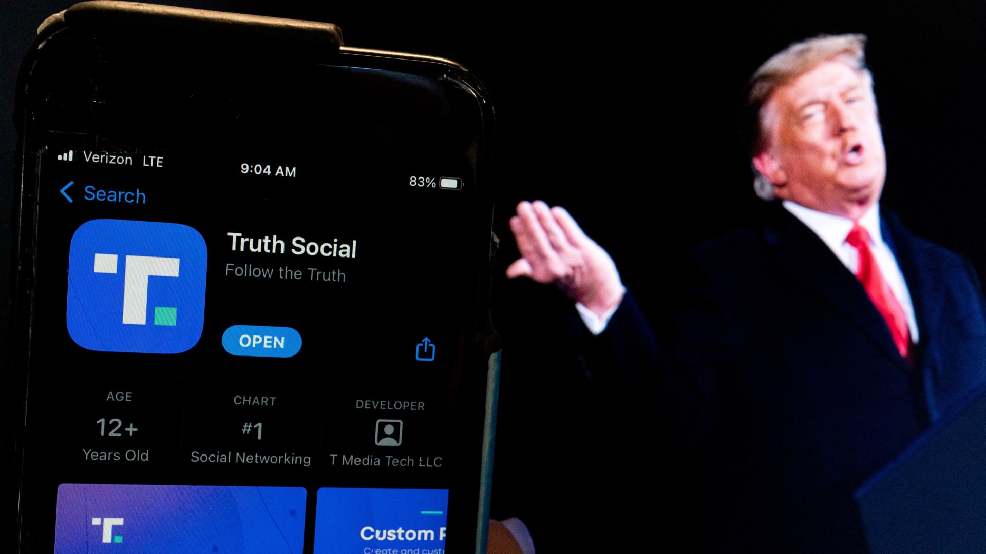 Shares of Truth Social merger partner fall after Trump’s candidates underwhelm in midterm elections