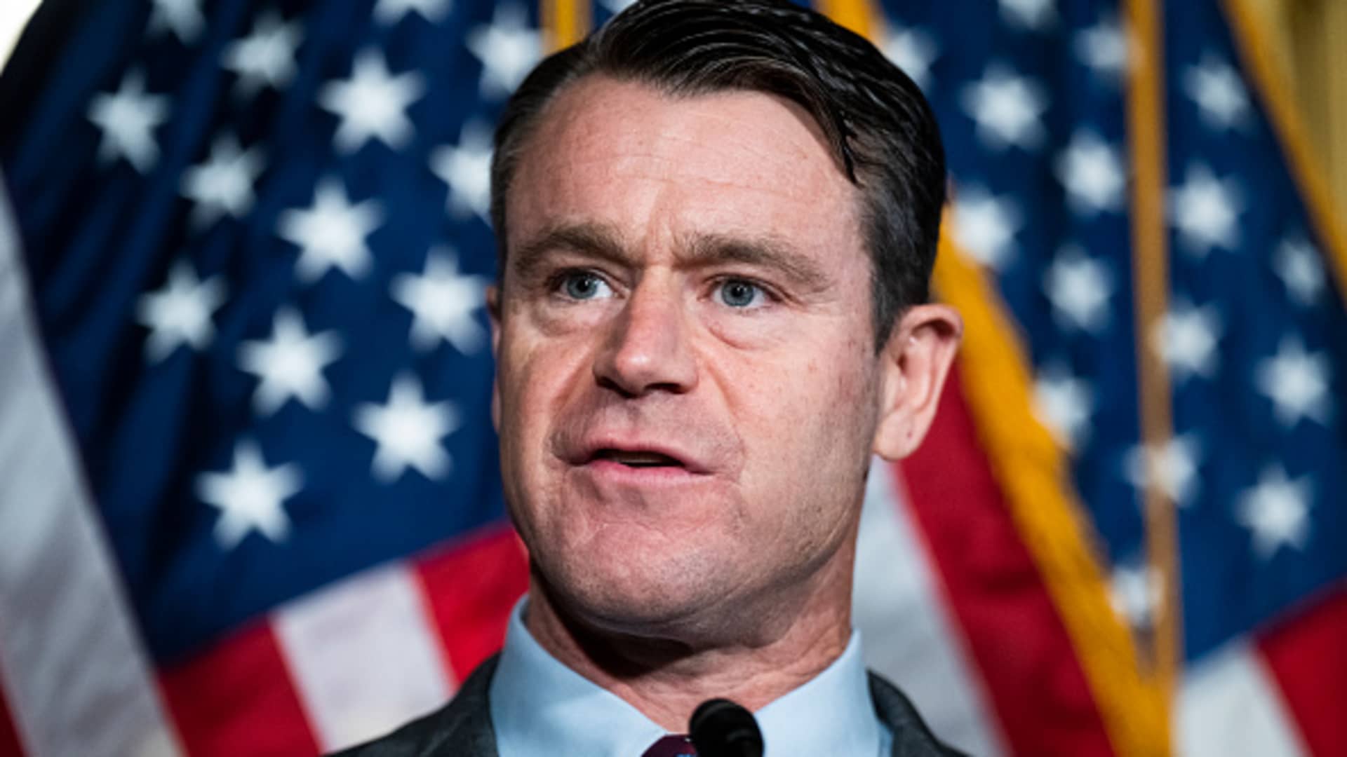 Sen. Todd Young, R-Ind., conducts a news conference in the U.S. Capitol after the Senate passed the CHIPS and Science Act of 2022 on Wednesday, July 27, 2022.