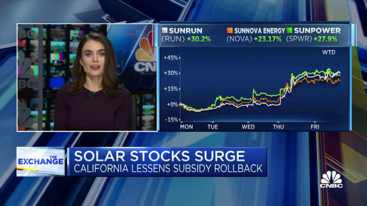 Solar stocks soar after California eases its subsidy rollback