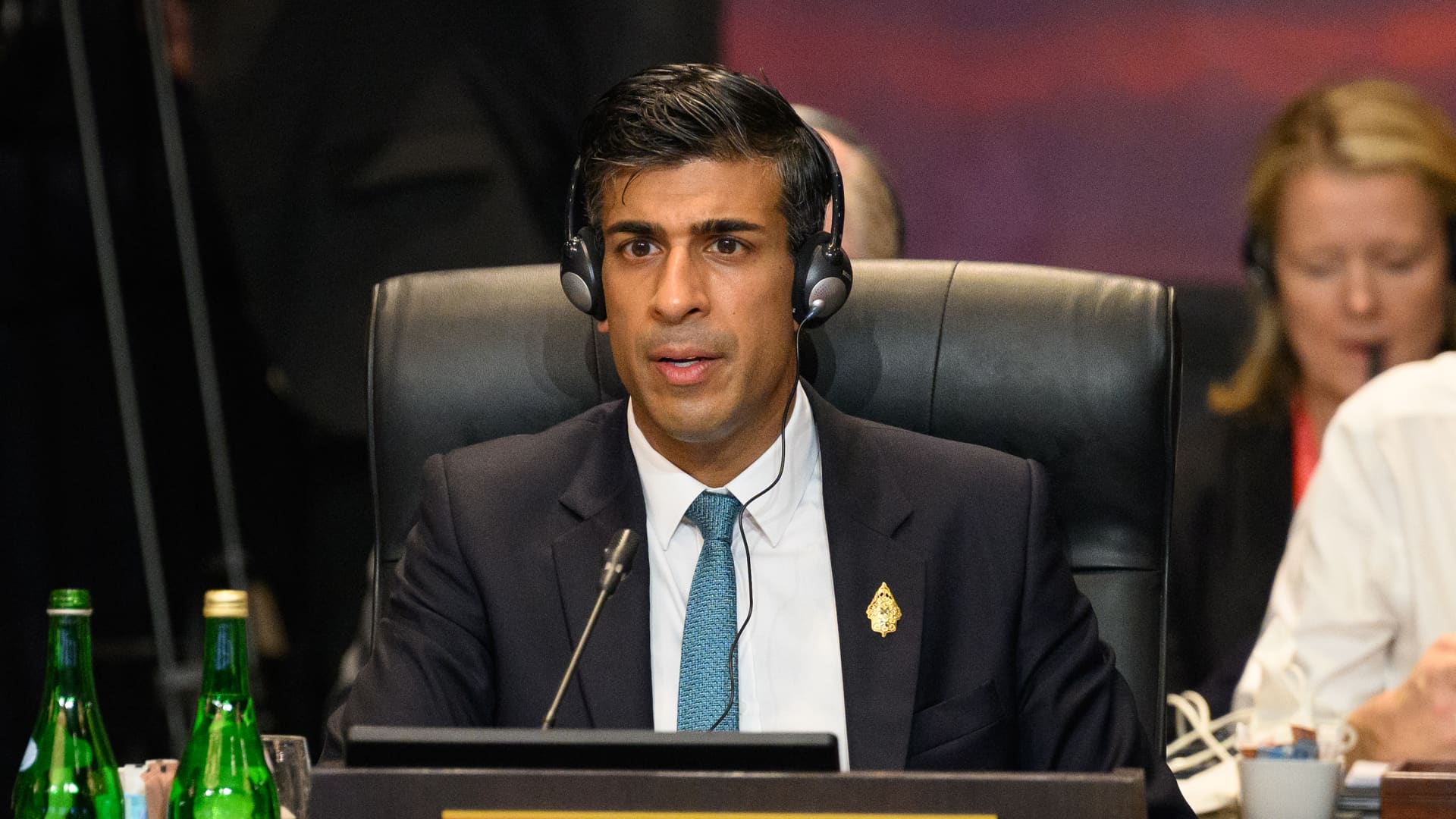 Britain's Prime Minister Rishi Sunak attends a working session on food and energy security during the G-20 Summit on Nov. 15, 2022 in Nusa Dua, Indonesia.