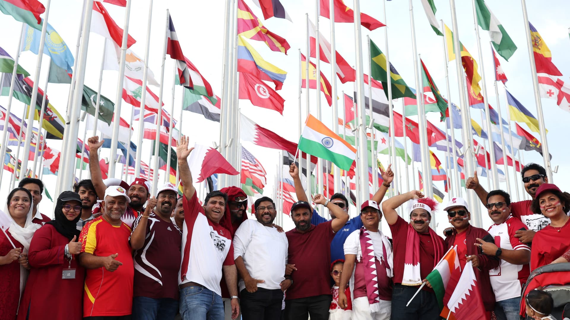 Qatar fans are pictured ahead of the FIFA World Cup in Qatar, November 18, 2022.
