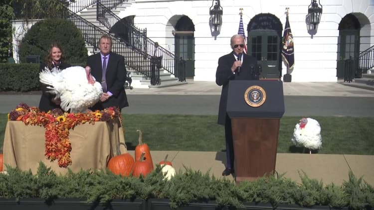 Thanksgiving turkeys get Biden pardon as president makes election joke