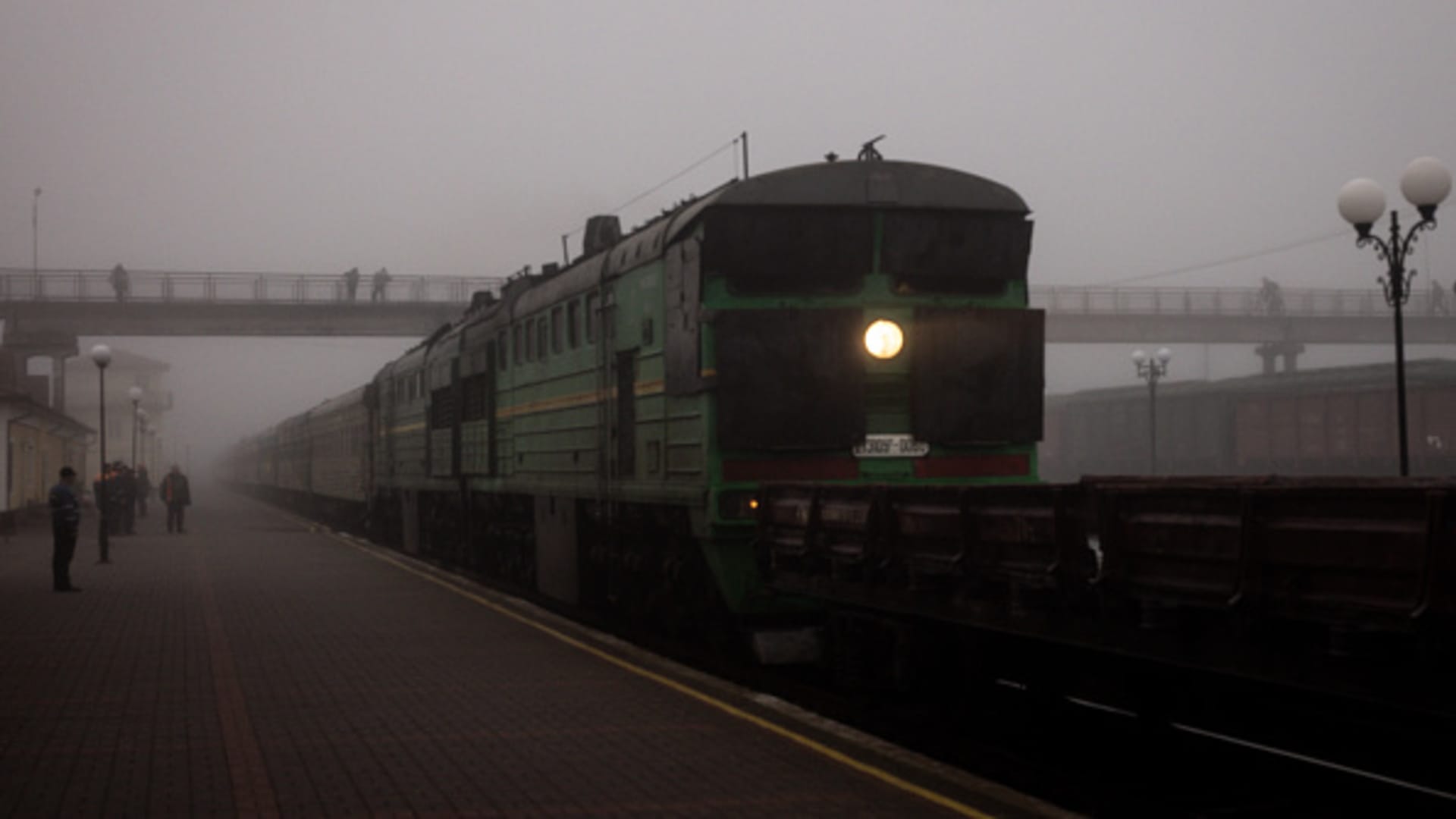 A train arrives in Kherson train station on November 21, 2022 in Kherson, Ukraine. 