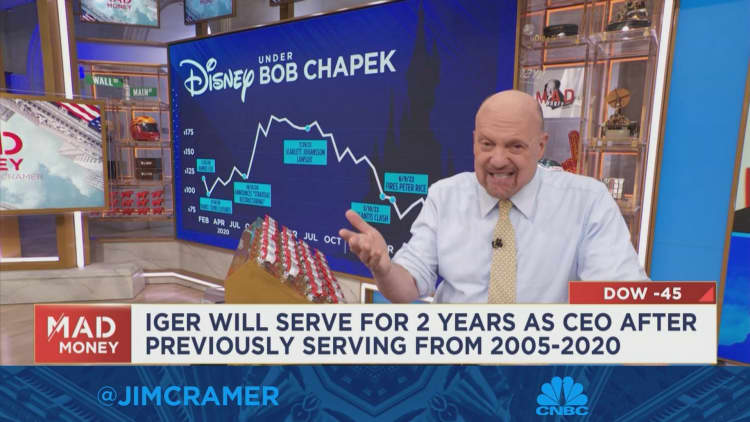 Jim Cramer says he's bullish on Disney after Iger's return as CEO