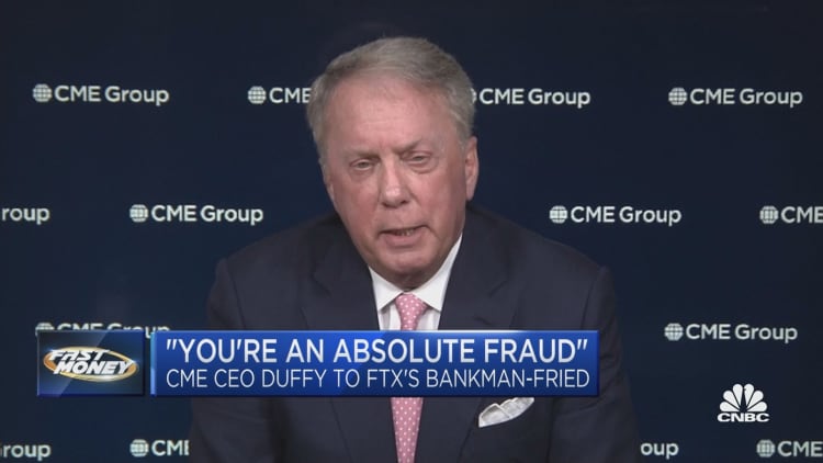 CME Group CEO Terry Duffy reacts to FTX's collapse, which Sam Bankman-Fried calls 'an absolute fraud' 