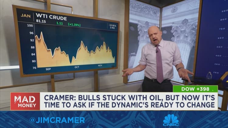 Charts suggest there will be 'the mother of all buying opportunities' in oil next month, Jim Cramer says