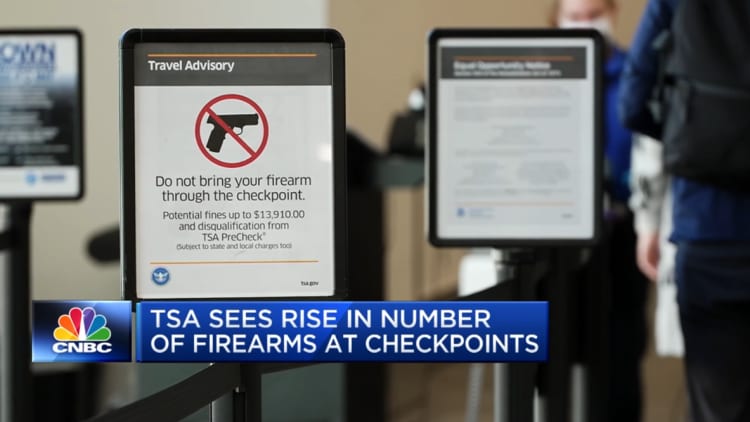 TSA sees rise in number of firearms at security checkpoints