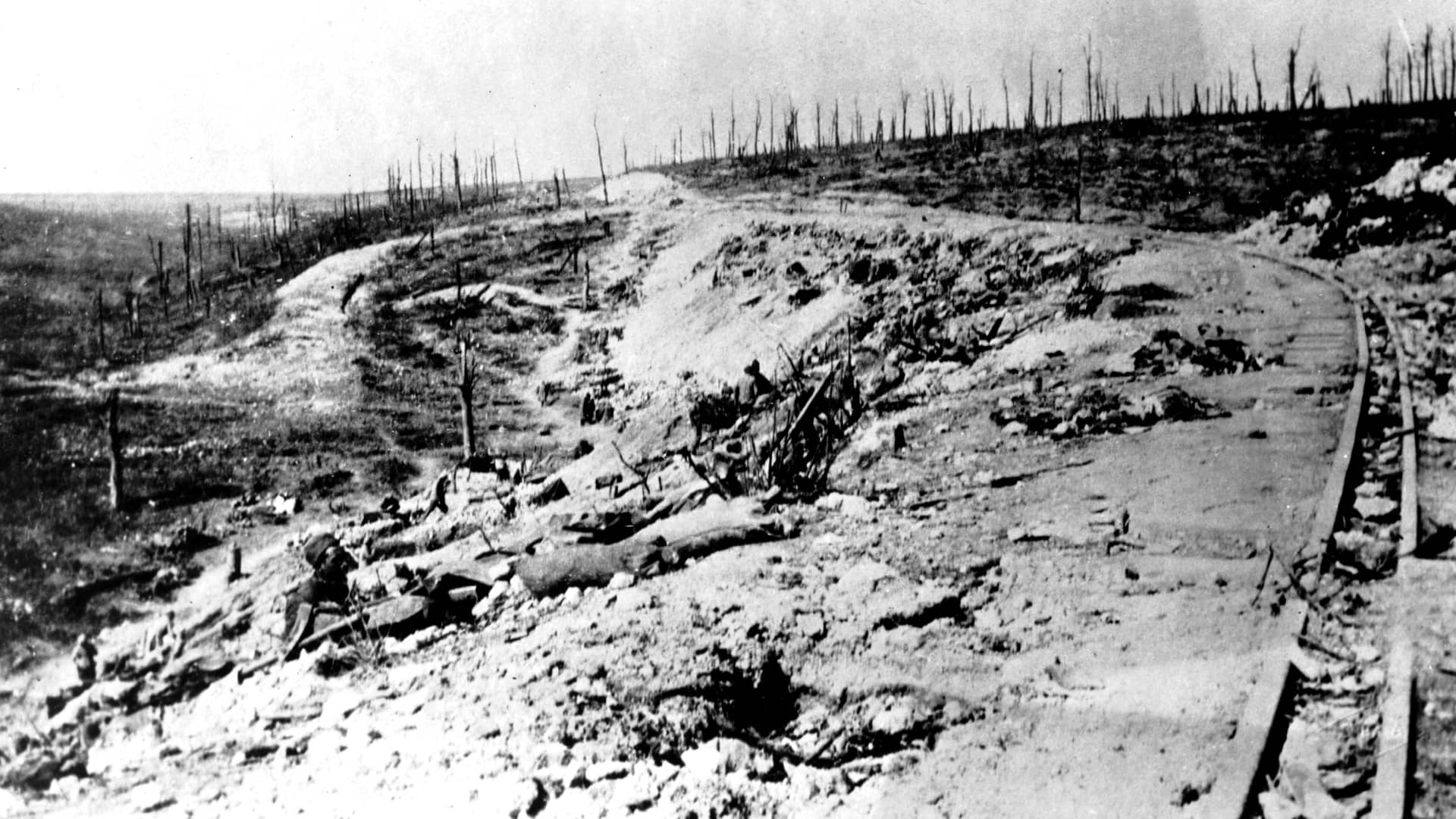 Douaumont railroad: the death ravine between the Fortresses of Douaumont and Vaux during the Battle of Verdun in 1916.