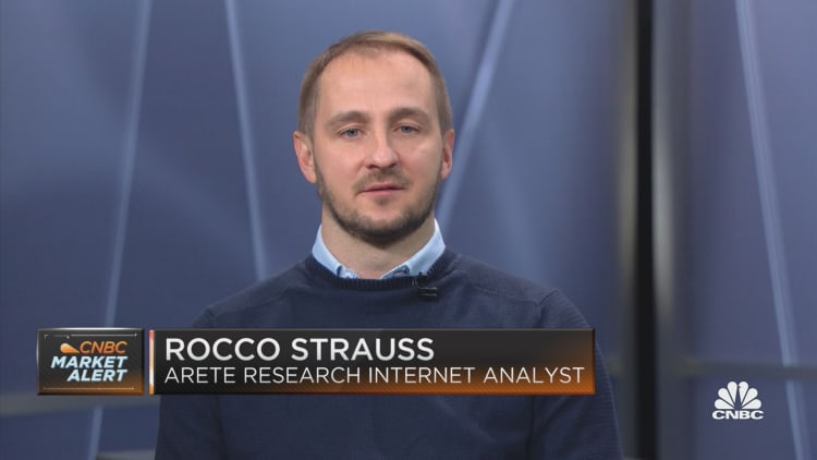 The digital ad market will likely decline by 8% next year, says Arete Research's Rocco Strauss