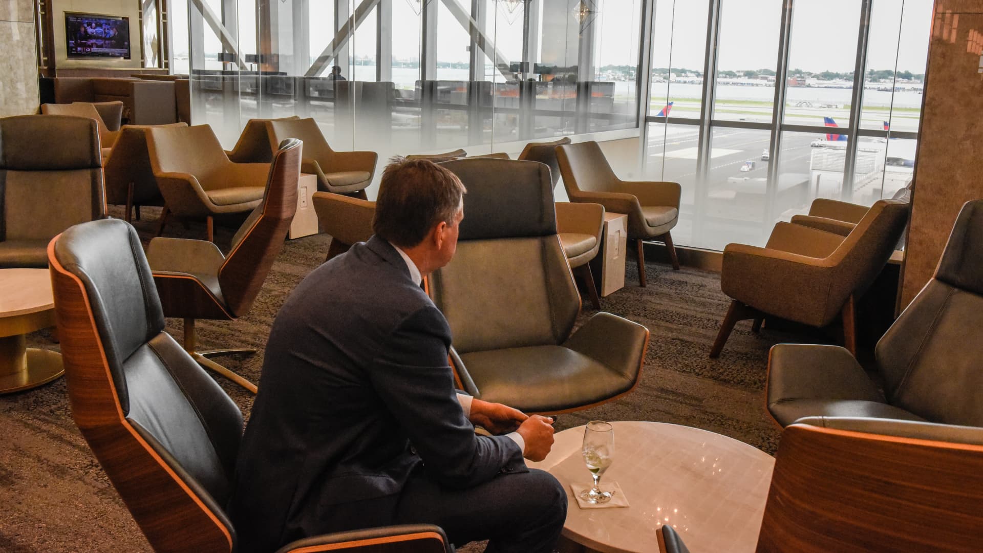 The Sky Lounge during a tour of Delta Air Lines Terminal C at LaGuardia Airport (LGA) in the Queens borough of New York, US, on Wednesday, June 1, 2022.