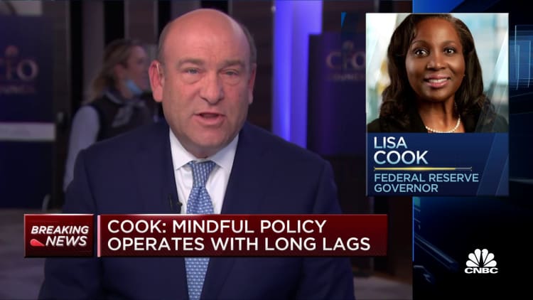 Fed Governor Lisa Cook expects ongoing increases in the target range