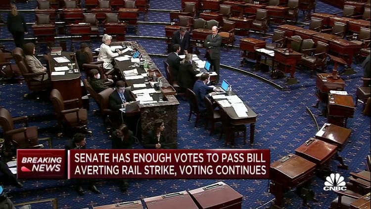 Senate has votes to pass bill averting rail strike