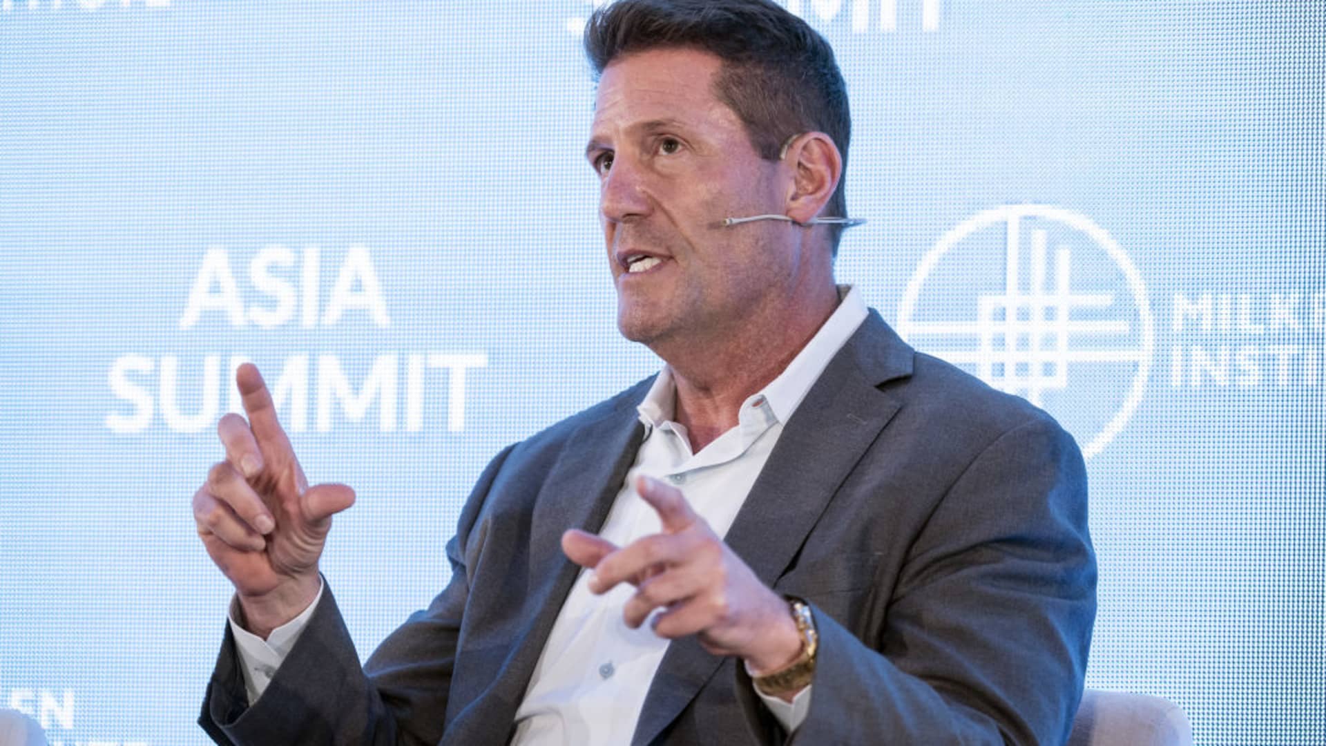 Kevin Mayer, co-founder and co-chief executive officer of Candle Media, chairman of DAZN Group, speaks at the Milken Institute Asia Summit in Singapore, on Thursday, Sept. 29, 2022.