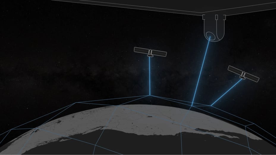 A rendering shows how Starshield inter-satellite links (or ISLs) create an invisible mesh network in orbit.
