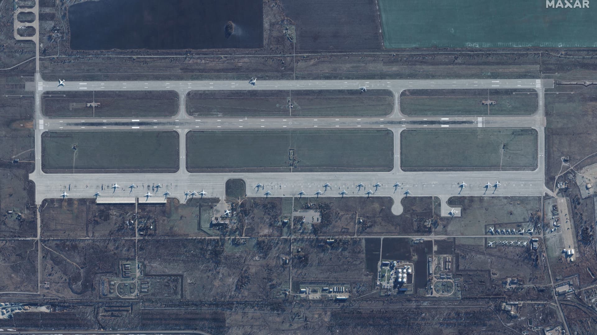 A satellite image shows an overview of Engels Air Base, in Saratov, Russia, December 4, 2022. 