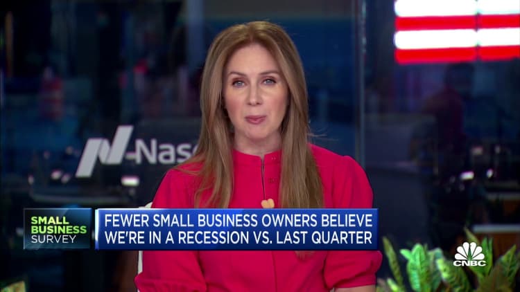 A survey found that fewer small business owners believe the United States is in a recession