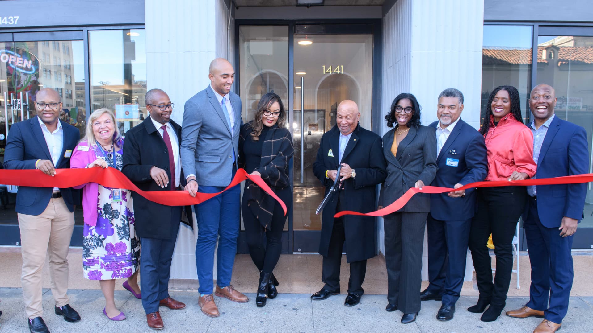 Ribbon cutting ceremony at The Hidden Genius Project's new headquarters in Oakland, California.