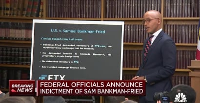 Federal officials announcement indictment of Sam Bankman-Fried