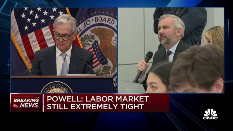 Weak production in China will lower commodity prices but could disrupt supply chains, Fed Chairman Powell said.