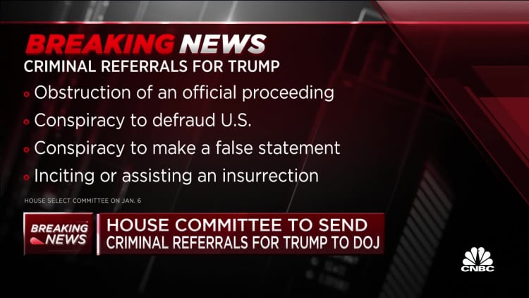 Jan. 6 committee sends Trump legal referral to DOJ