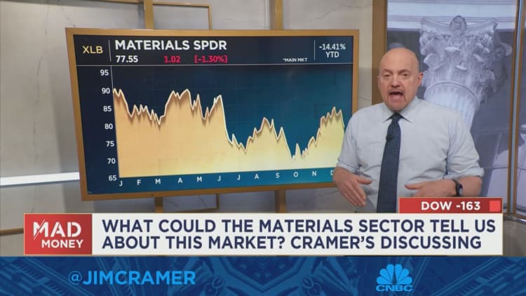 Cramer explains what the performance of stocks in the materials sector reveals about Wall Street this year
