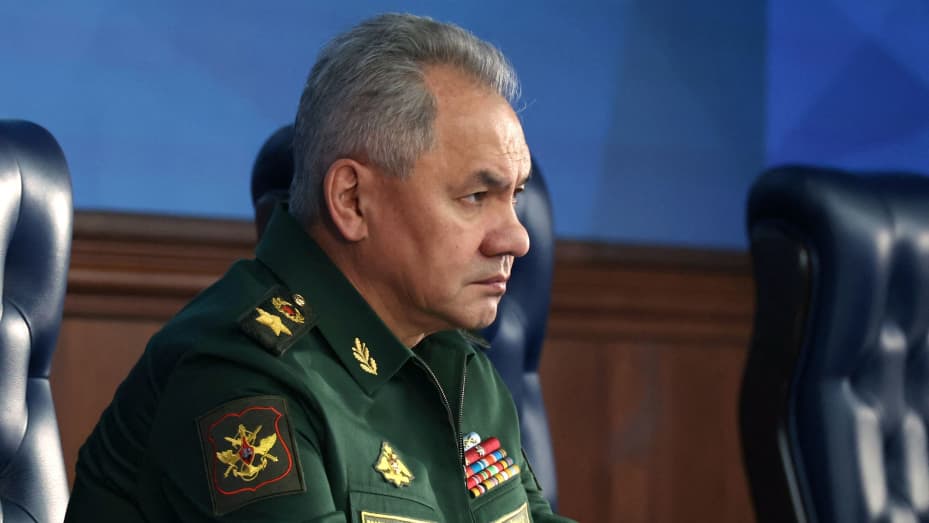 Russian Defence Minister Sergei Shoigu attends an annual meeting of the Defence Ministry Board in Moscow, Russia, December 21, 2022. Sputnik/Mikhail Klimentyev/Kremlin via REUTERS ATTENTION EDITORS - THIS IMAGE WAS PROVIDED BY A THIRD PARTY.