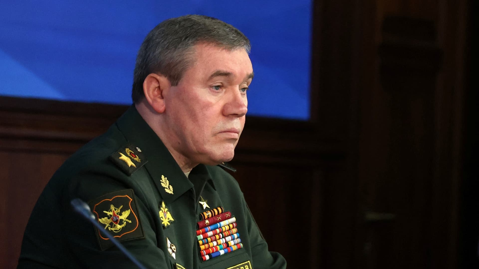 Chief of the General Staff of Russian Armed Forces Valery Gerasimov attends an annual meeting of the Defence Ministry Board in Moscow, Russia, December 21, 2022. 