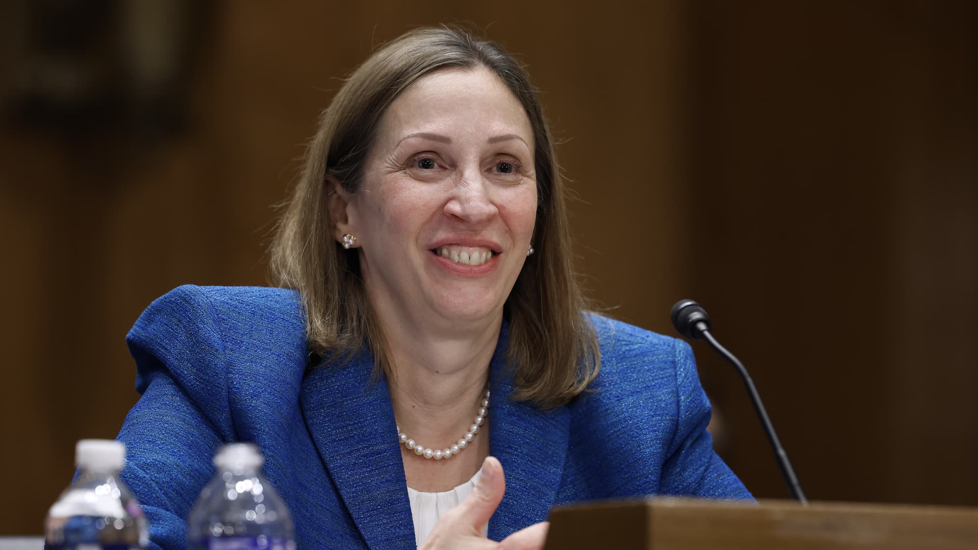 U.S. Ambassador to Armenia Lynne Tracy testifies before the Senate Foreign Relations Committee during her confirmation hearing to be the next ambassador to Russia in the Dirksen Senate Office Building on Capitol Hill on November 30, 2022 in Washington, DC.