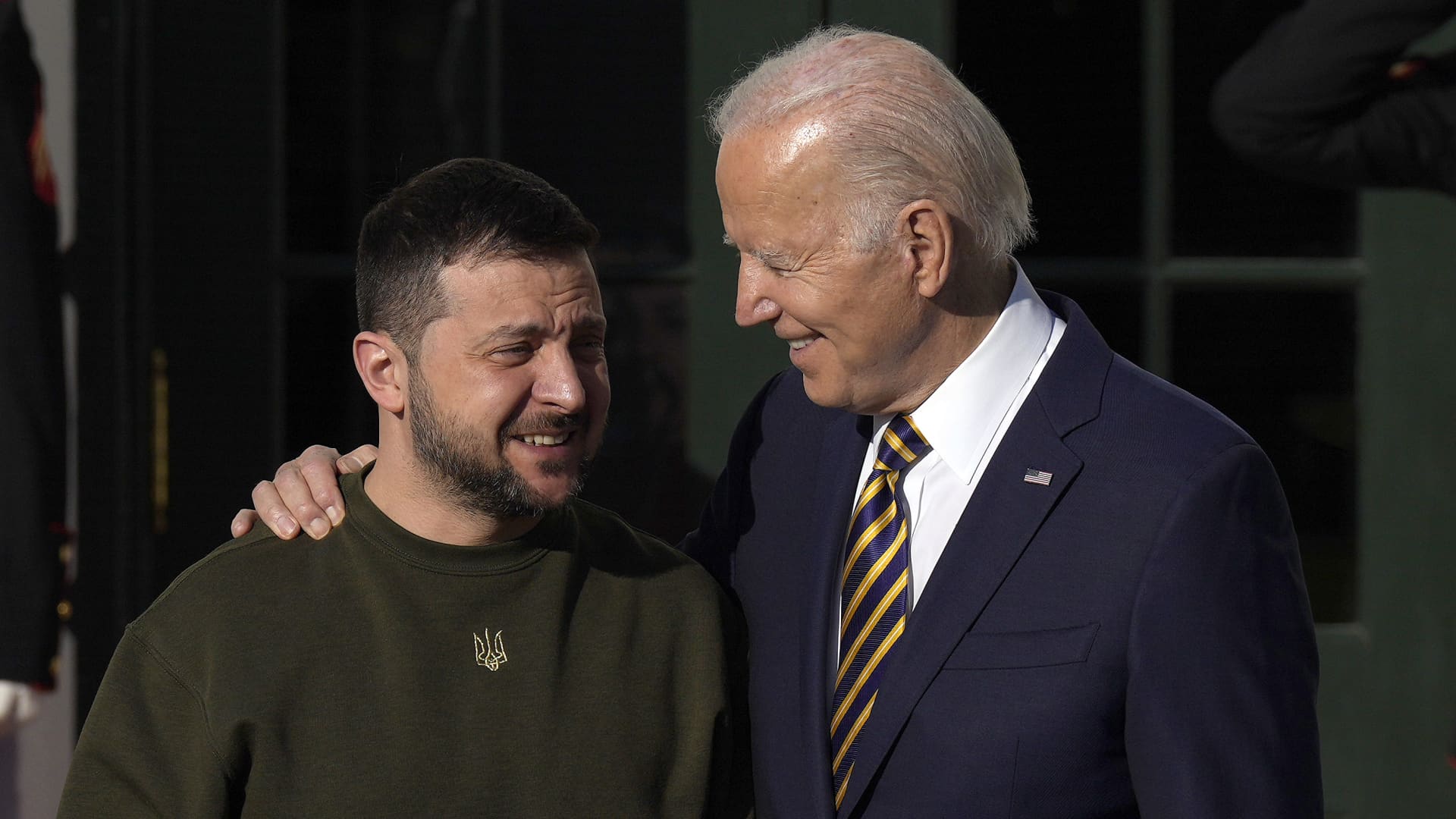 U.S. President Joe Biden (R) welcomes President of Ukraine Volodymyr Zelensky to the White House on December 21, 2022 in Washington, DC.