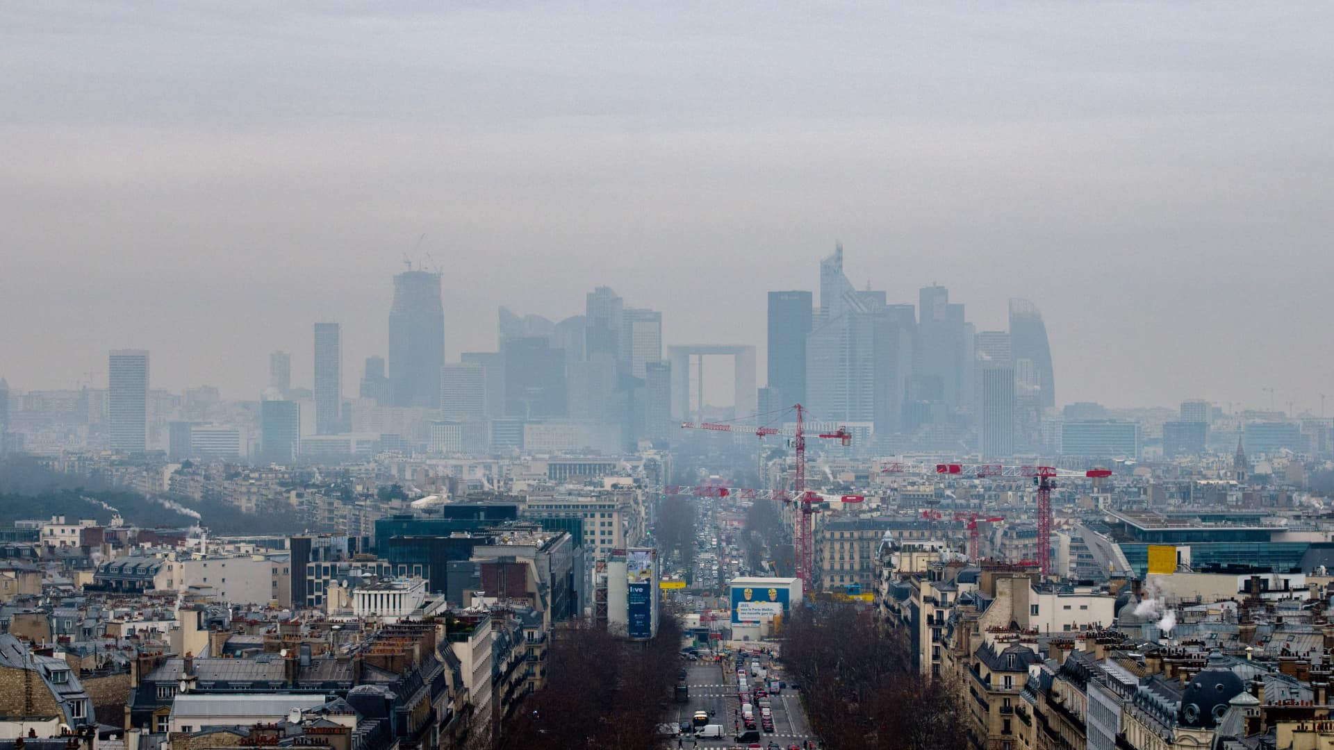 The skyline from the Arc de Triomphe in Paris, France.