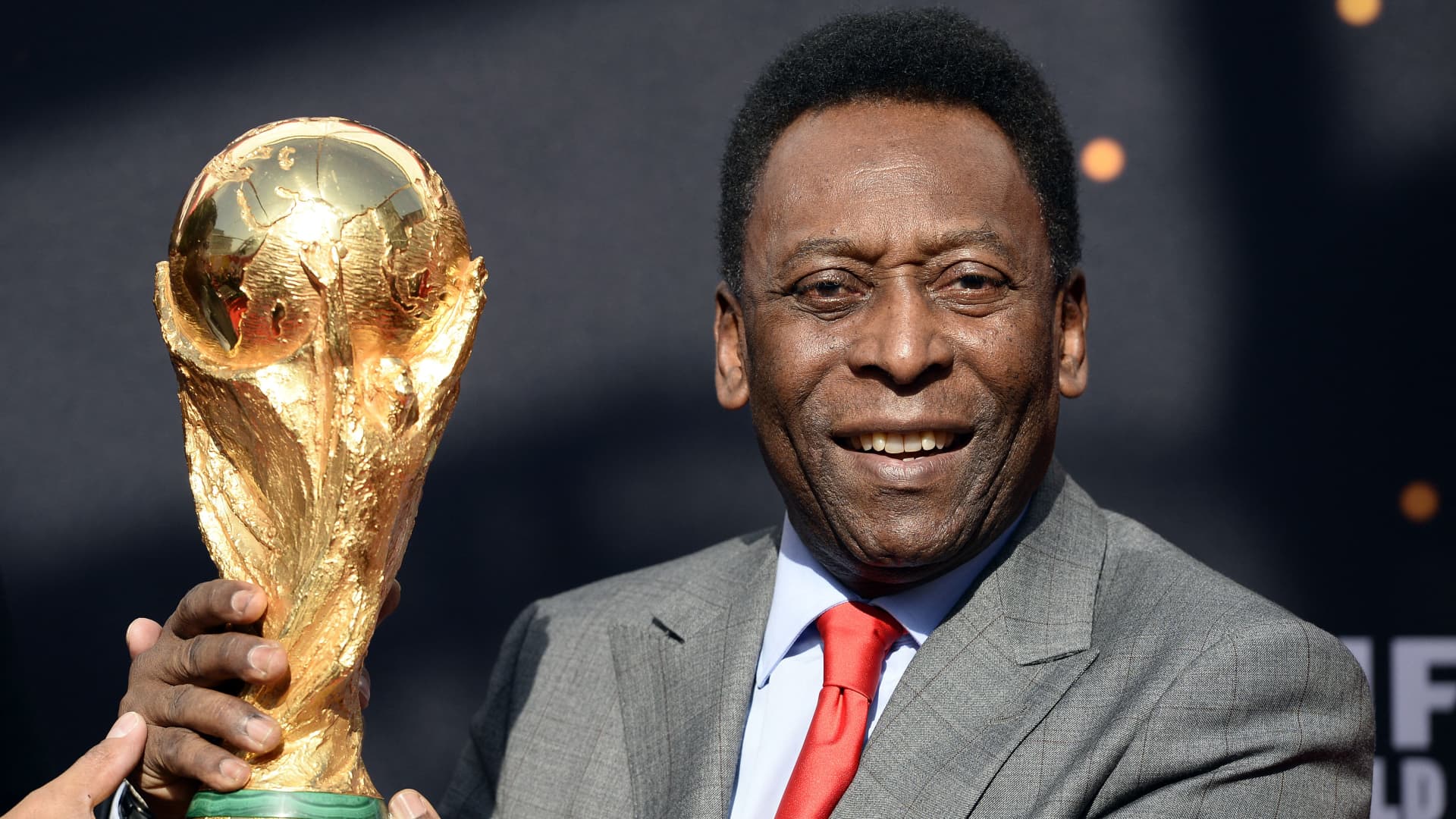 Pelé, Brazilian soccer star and only player to win the World Cup three times, di..