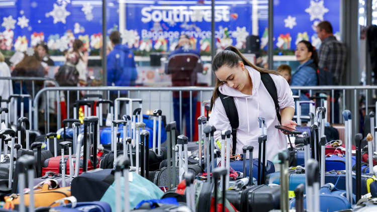 Southwest cancellations persist as the airline cancels 62% of Wednesday flights, 58% of Thursday's