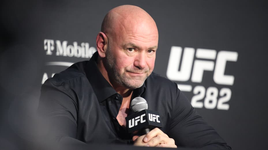 Dana White appears at the UFC 282 post-fight press conference on December 10, 2022, at the T-Mobile Arena in Las Vegas, NV.