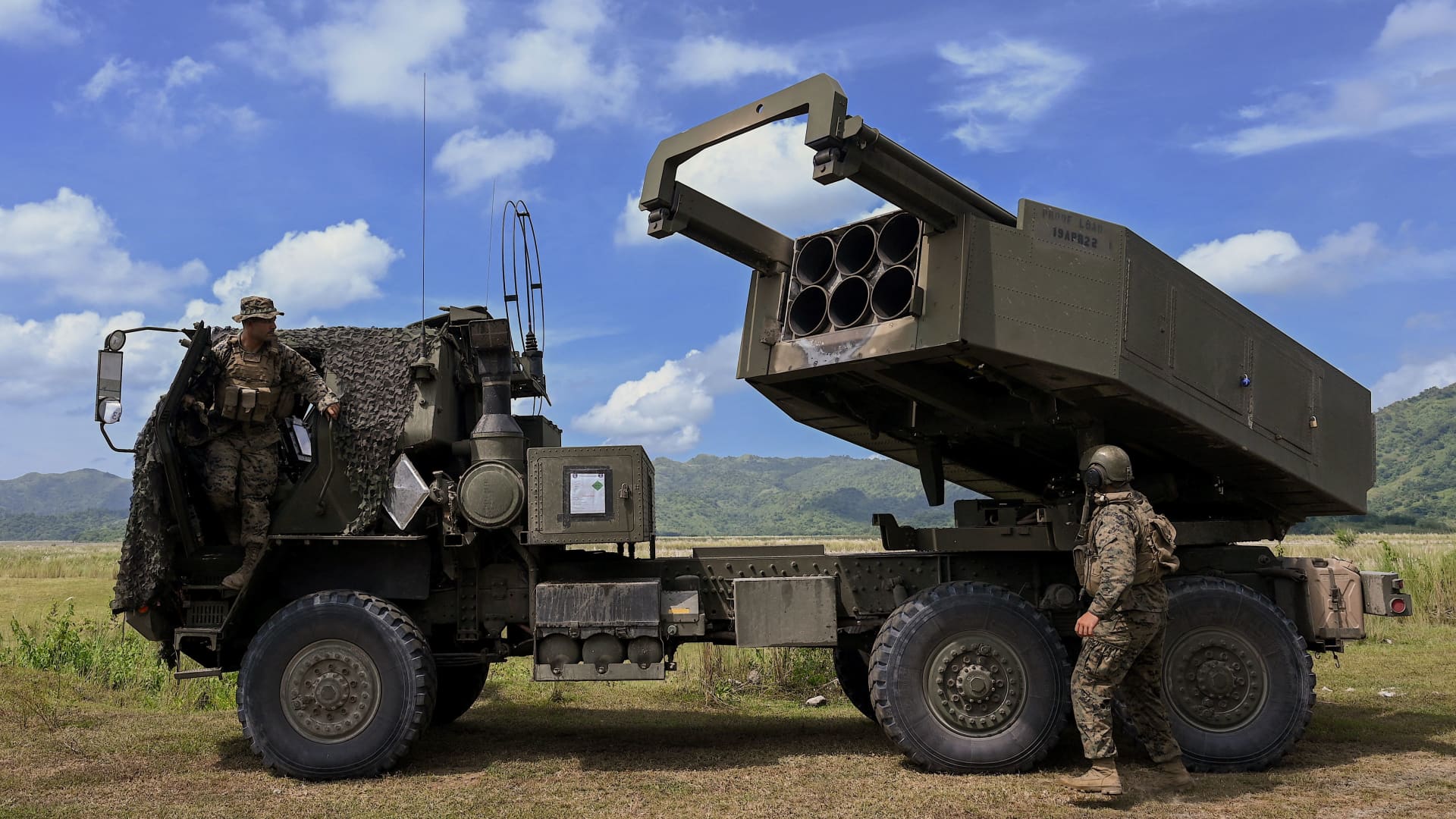 U.S. Marines operate a HIMARS vehicle in the Philippines as part of joint exercises with that country in October 2022.