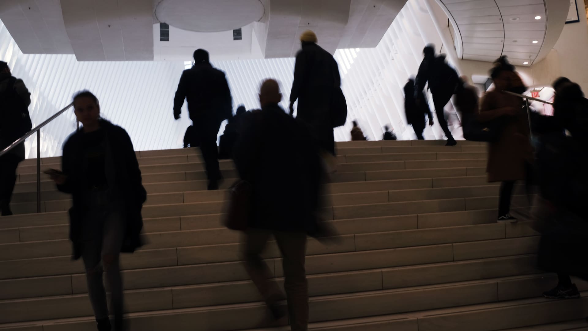 Commuters arrive into the Oculus station and mall in Manhattan, New York, Nov. 17, 2022.