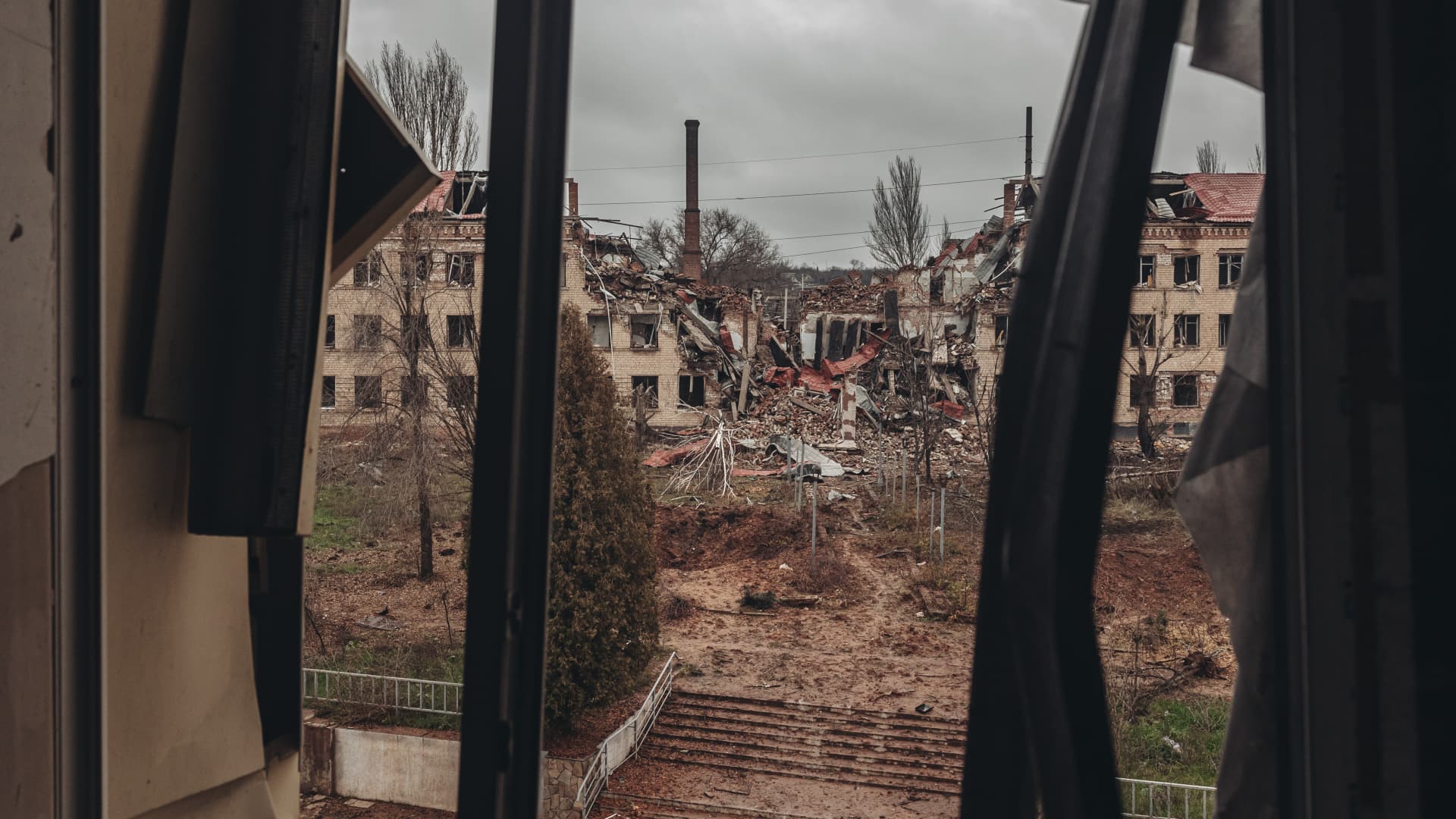 Destroyed buildings in Donetsk Oblast, Ukraine, on Nov. 20, 2022.