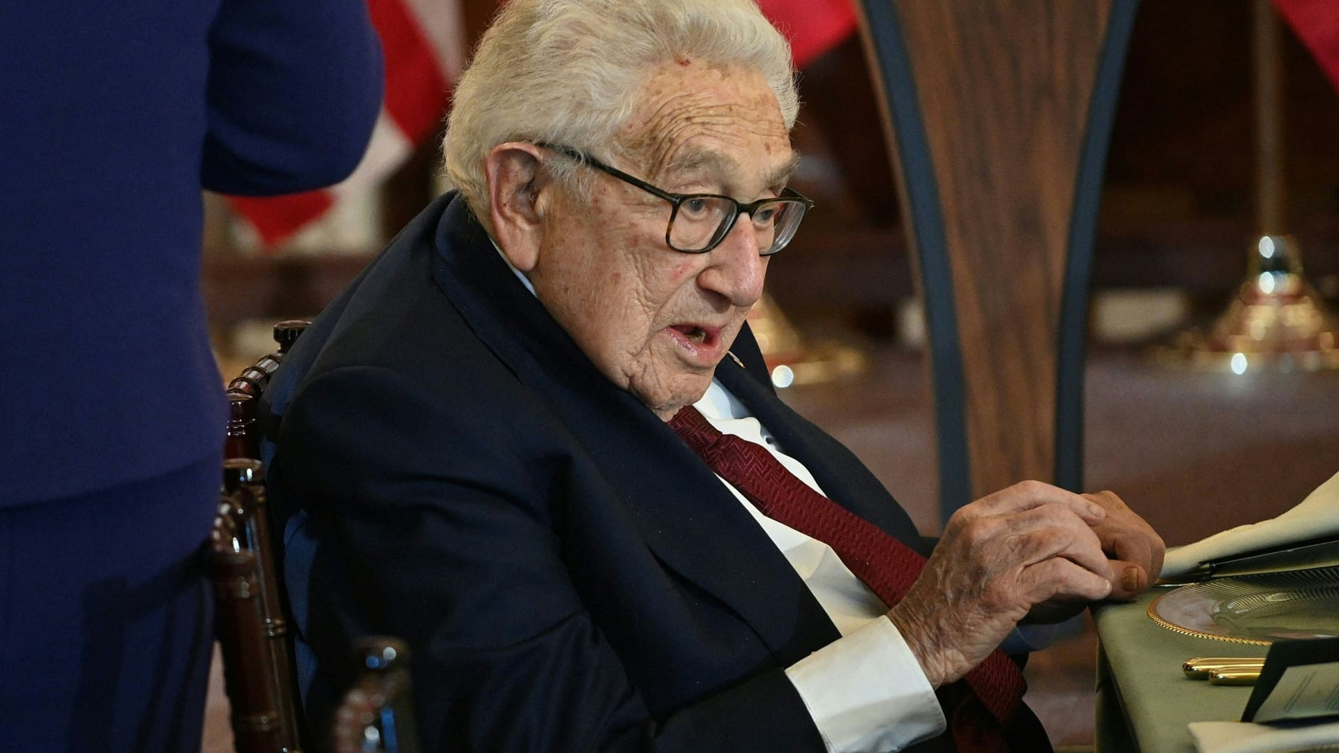 Former US Secretary of State Henry Kissinger attends a luncheon at the US State Department in Washington, DC, on December 1, 2022.