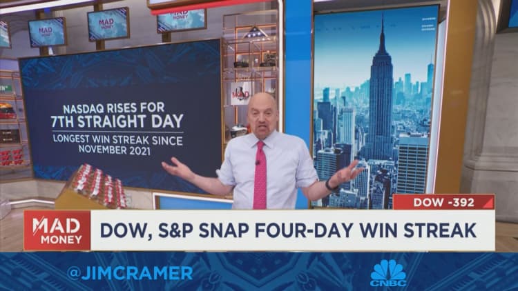 Jim Cramer says Tuesday's rally in tech stocks was part of a 'countertrend' rally