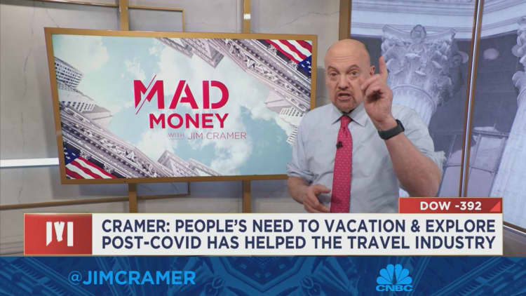 Jim Cramer explains what's driving the run in travel stocks