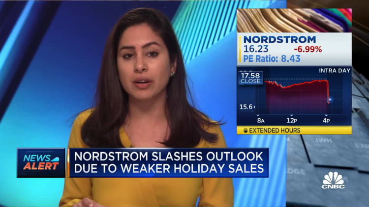 Nordstrom sinks after retailer posts weak vacation gross sales