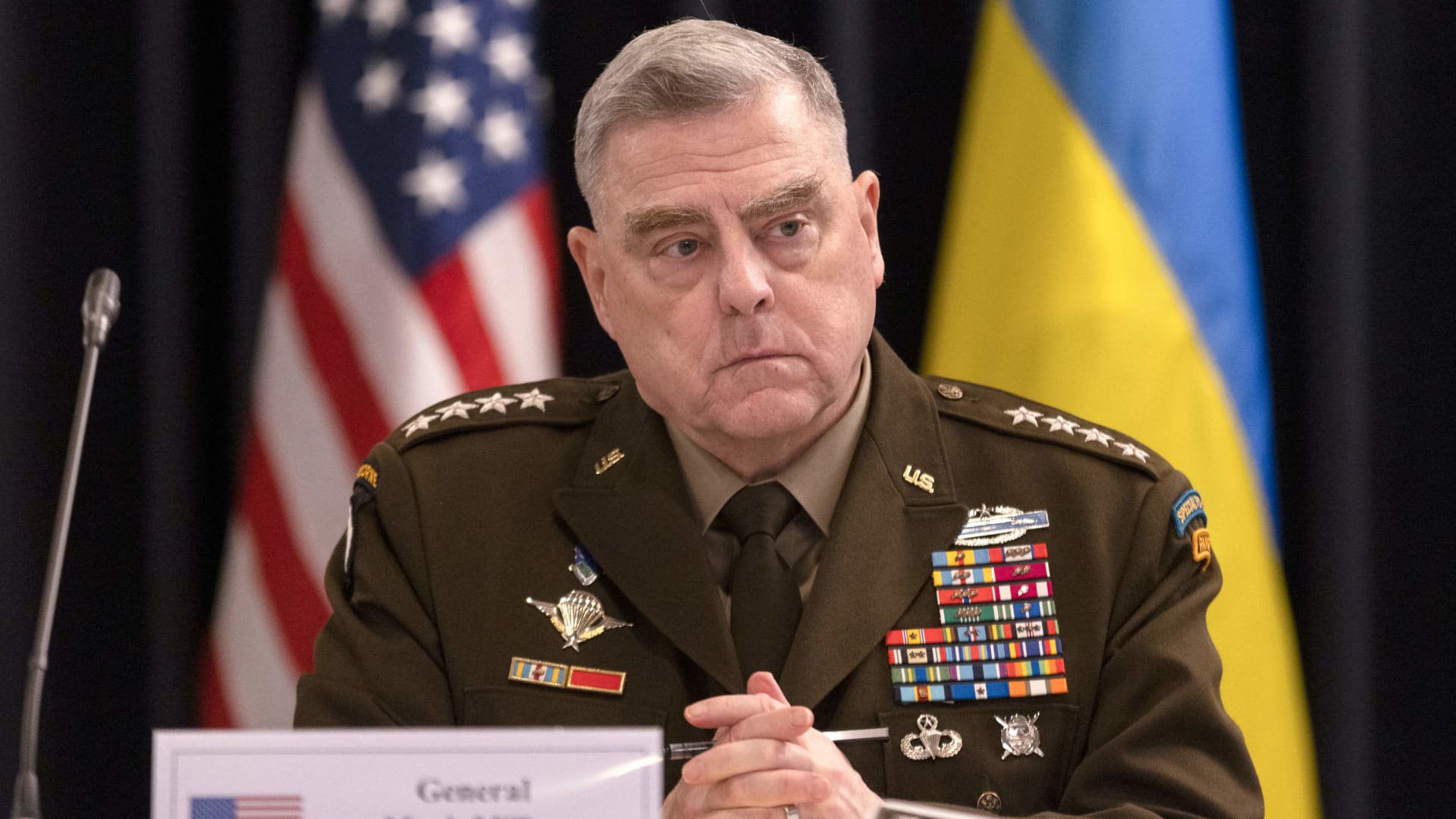 Ukraine's presidential office said Thursday that the Head of the Office of the President Andriy Yermak and Valerii Zaluzhnyi, the commander of Ukraine's armed forces, had spoken on the phone with U.S. National Security Advisor Jake Sullivan and Chairman of the Joint Chiefs of Staff General Mark Milley (pictured) on Thursday.