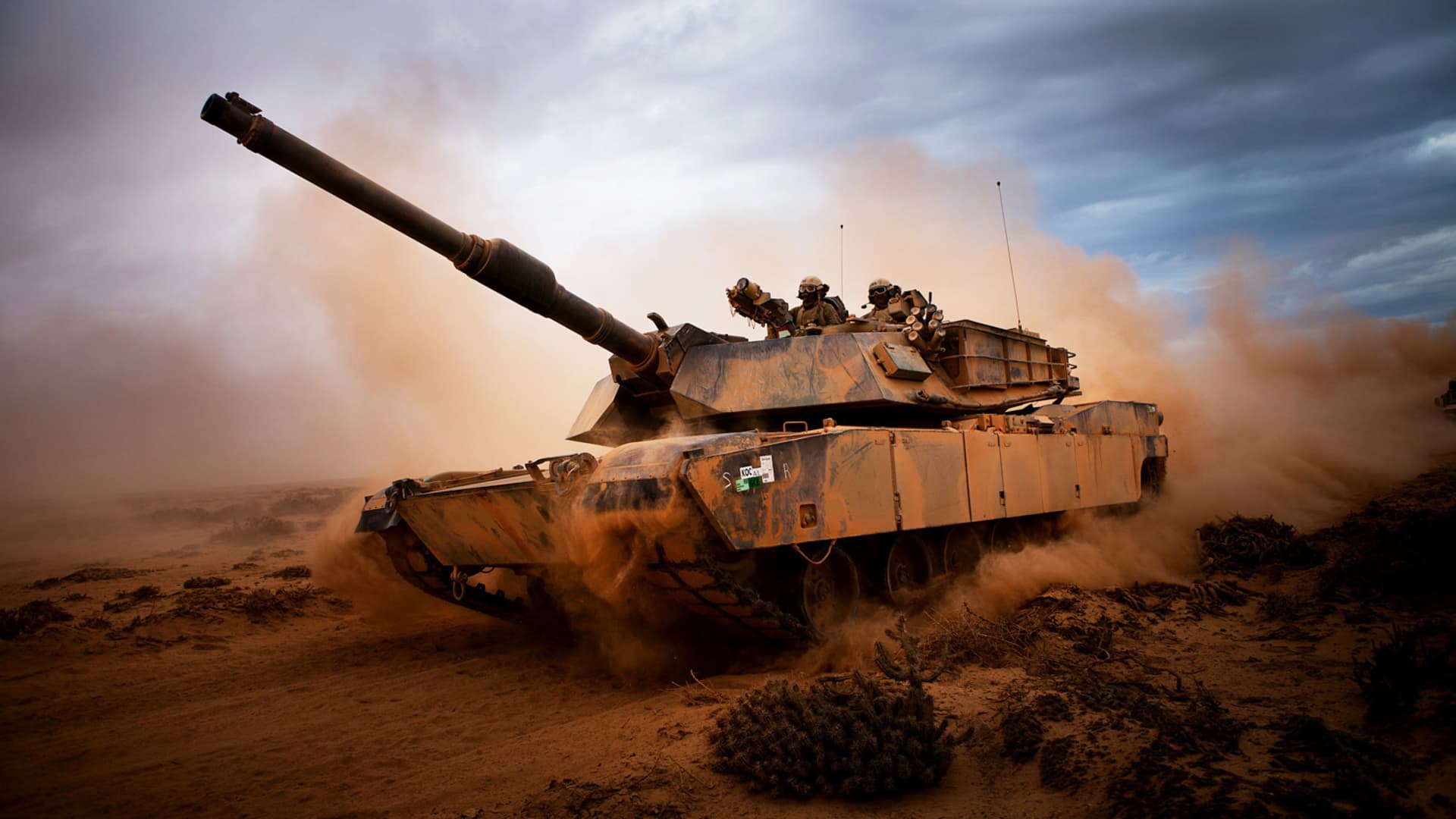 A U.S. M1A1 Abrams Main Battle Tank during a day of training at Exercise.