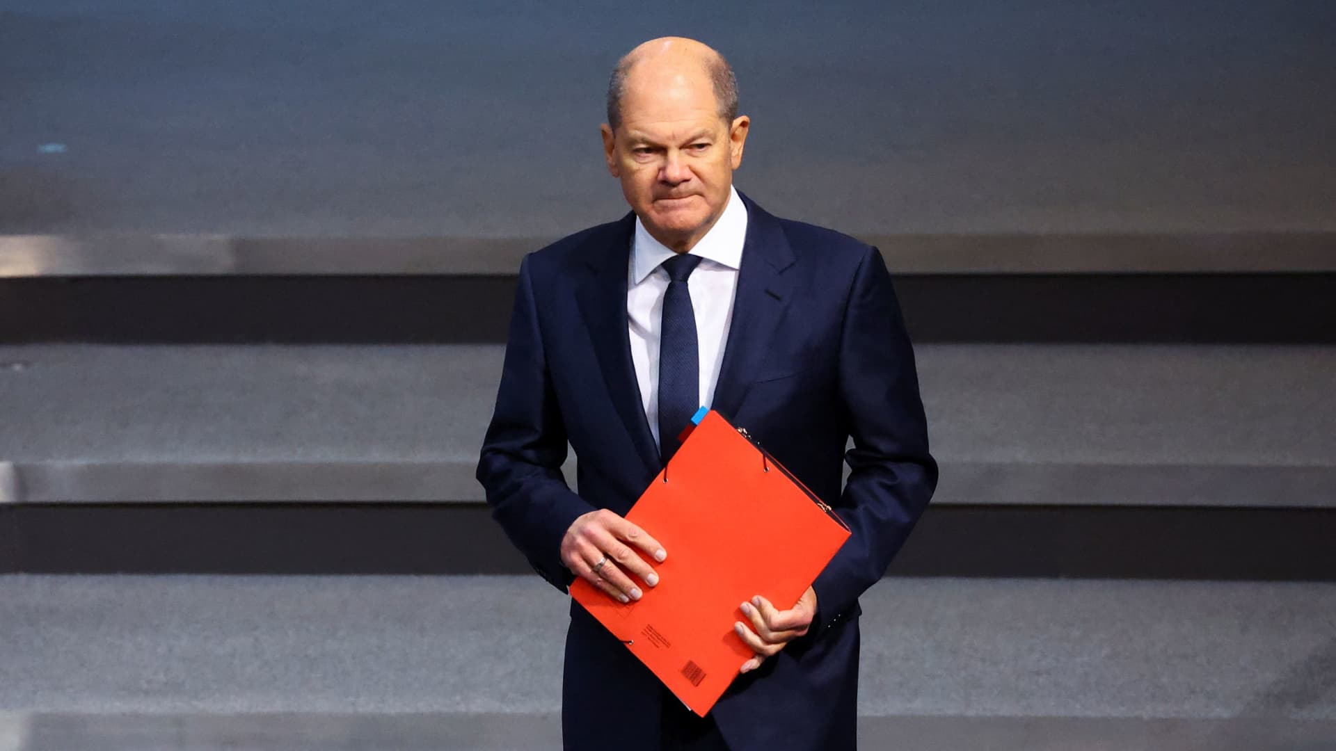 German Chancellor Olaf Scholz attends a session of the lower house of parliament Bundestag in Berlin, Germany January 25, 2023. 