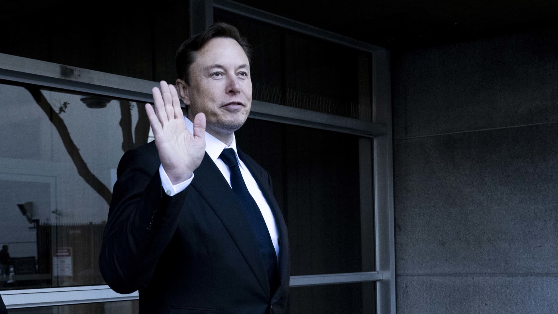 Elon Musk, CEO of Tesla Inc., departs court in San Francisco, California, on Jan. 24, 2023.