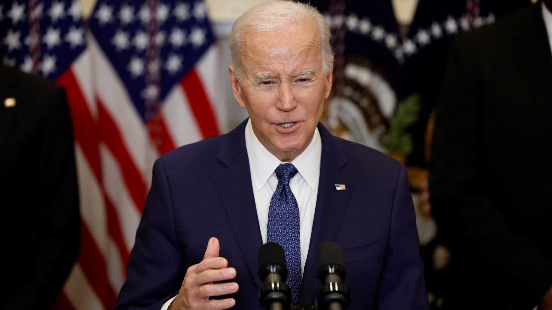 U.S. President Joe Biden speaks about continued U.S. support for Ukraine in the Roosevelt Room at the White House in Washington, U.S., January 25, 2023. 