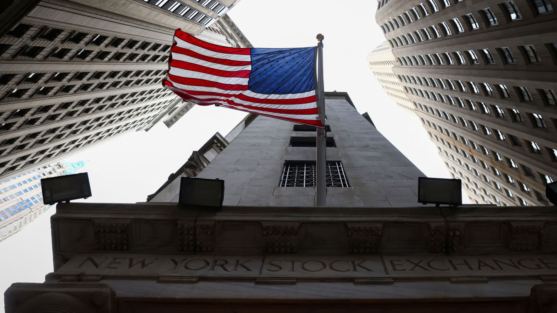A U.S. flag is seen outside the New York Stock Exchange (NYSE) in New York City, January 26, 2023.