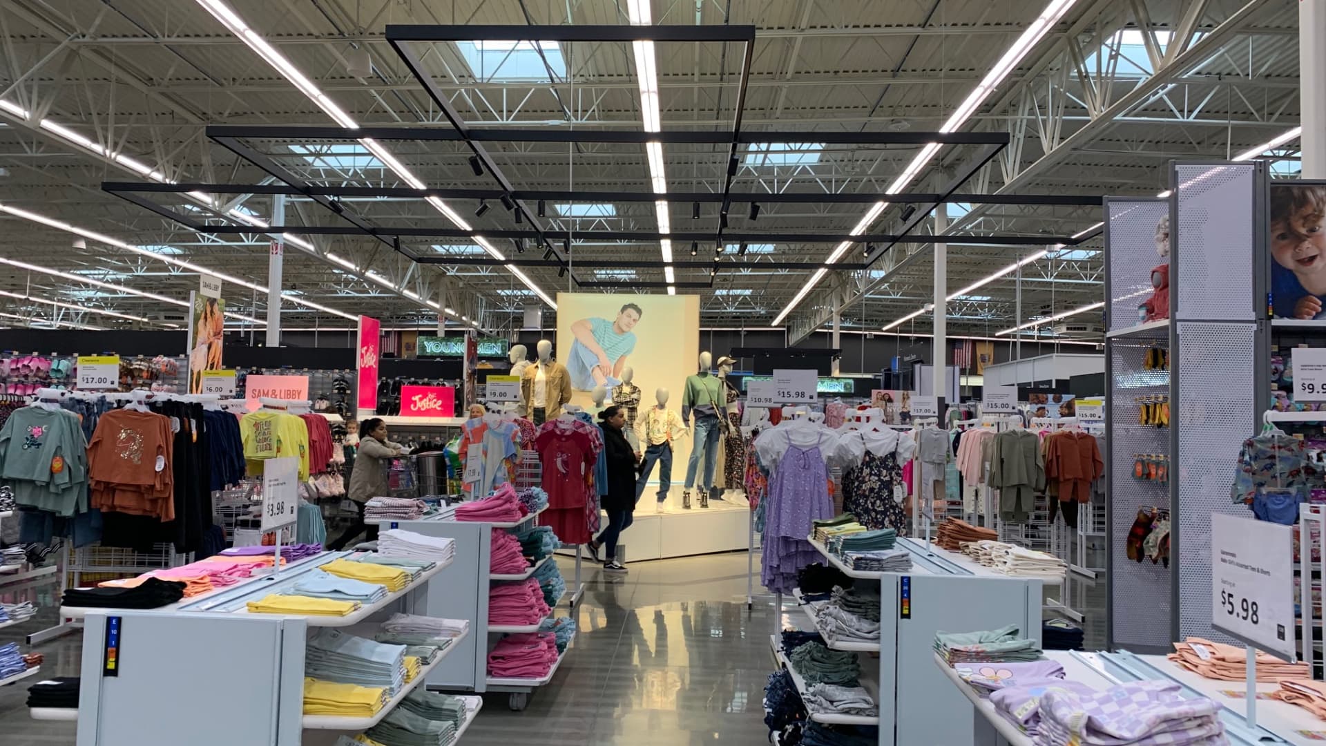 At Walmart's flagship stores, like the one in Teterboro, NJ, Walmart plays up a lot of its exclusive brands like activewear brand, Love & Sports, and Beautiful, a kitchen and home decor line developed with Drew Barrymore.