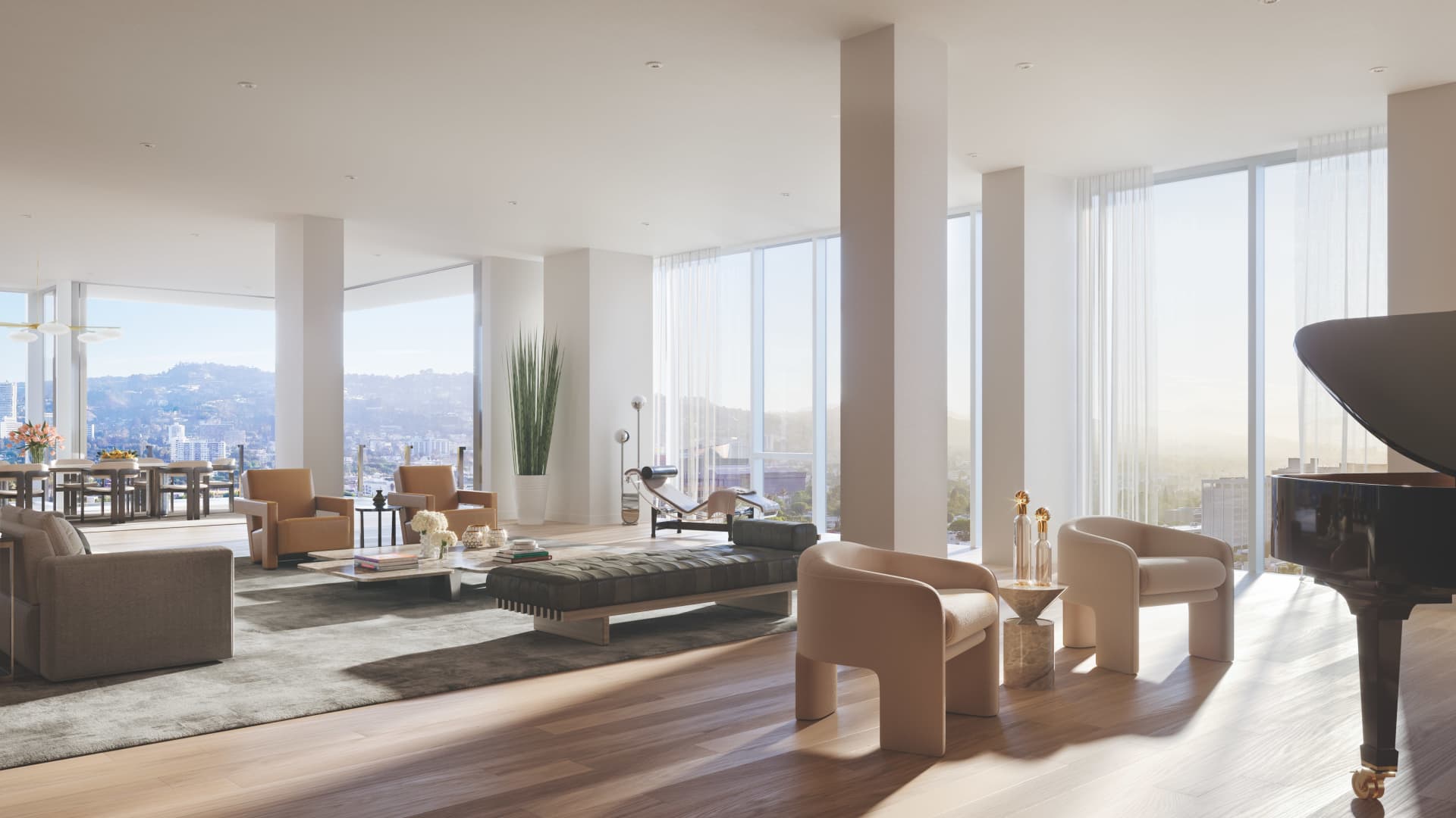 Rendering depicting the finished penthouse atop the Four Seasons Residences Los Angeles.
