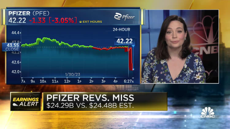 Pfizer beats EPS estimates;  stock falls on lower annual forecast